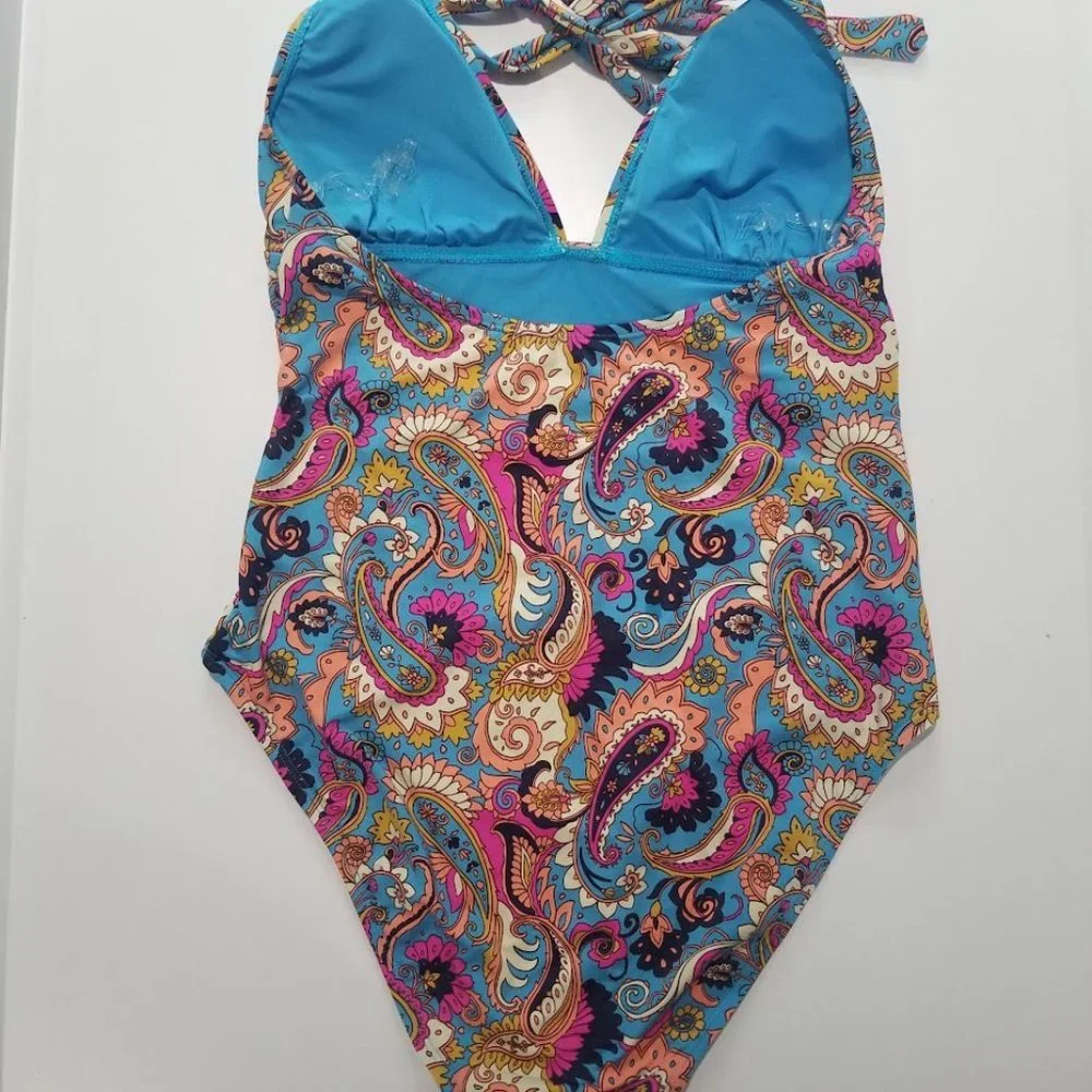 Lucky Brand Paisley Poolside Charm One Piece NWOT Size Large - Picture 7 of 12